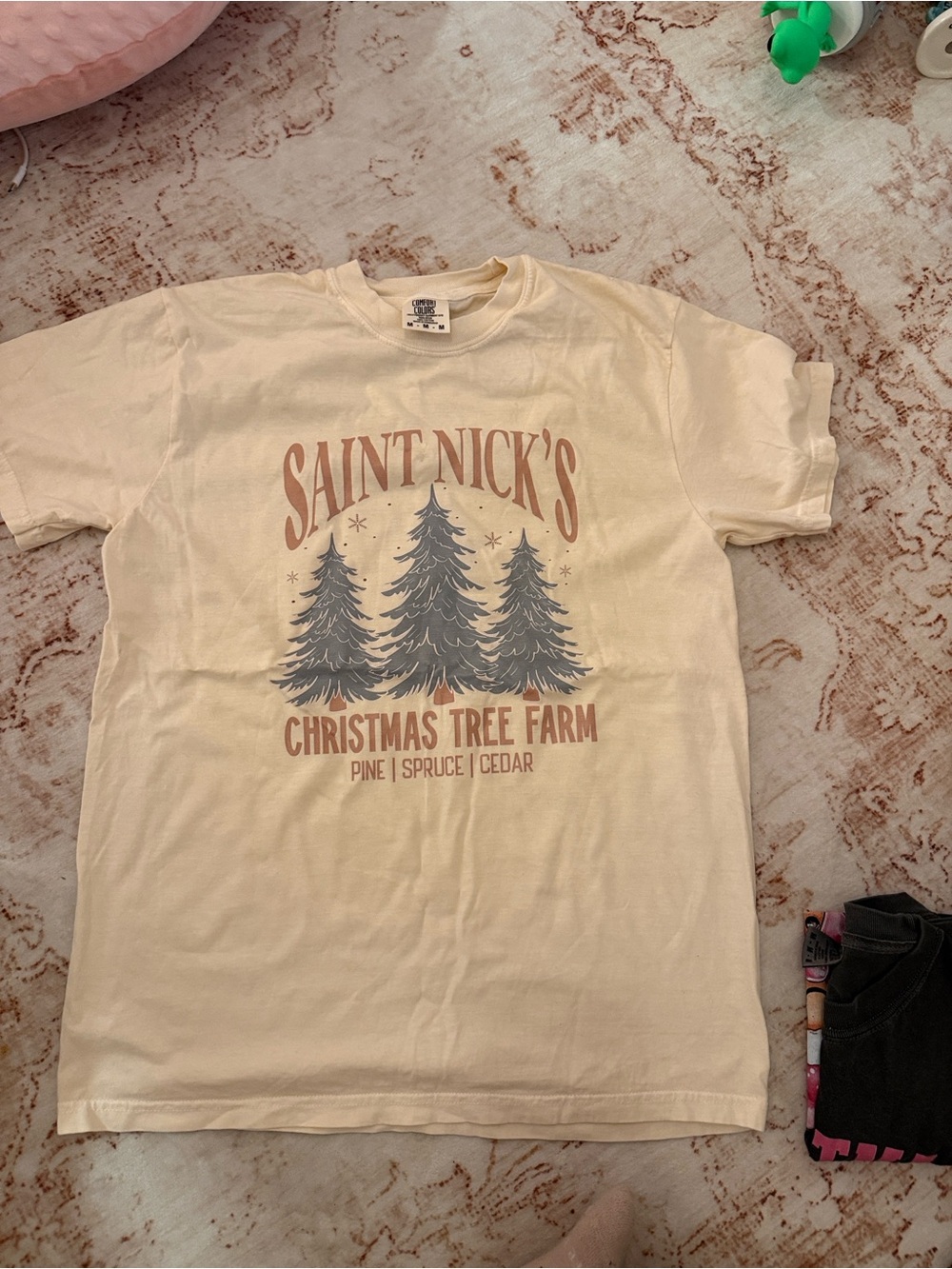 Comfort Colors Cream Graphic Tee Saint Nick's Christmas Tree Farm